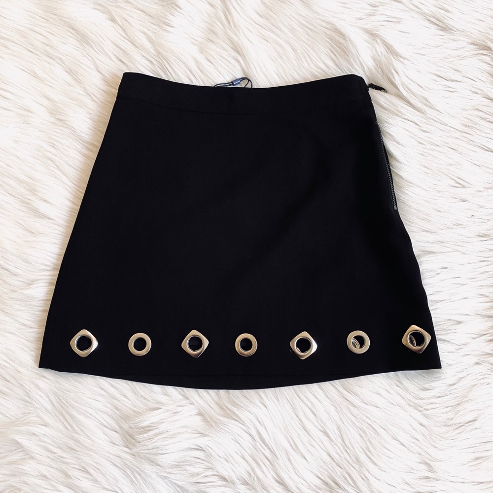 NWT Rebecca Minkoff Grommet Metal Black Mini Skirt - Picture 3 of 5